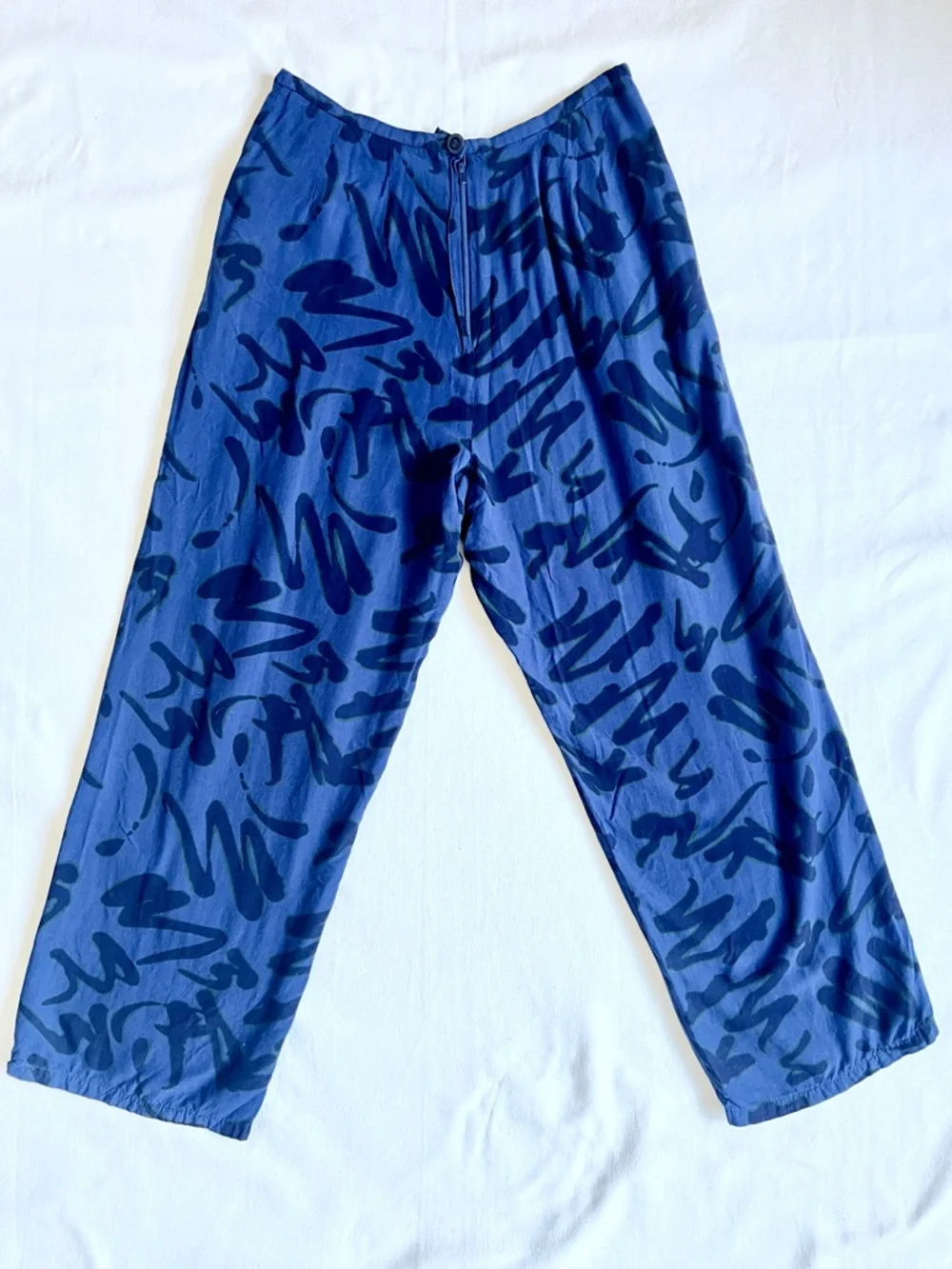 VTG Marimekko Finland 2pc set blouse pants cotton abstract print cropped top